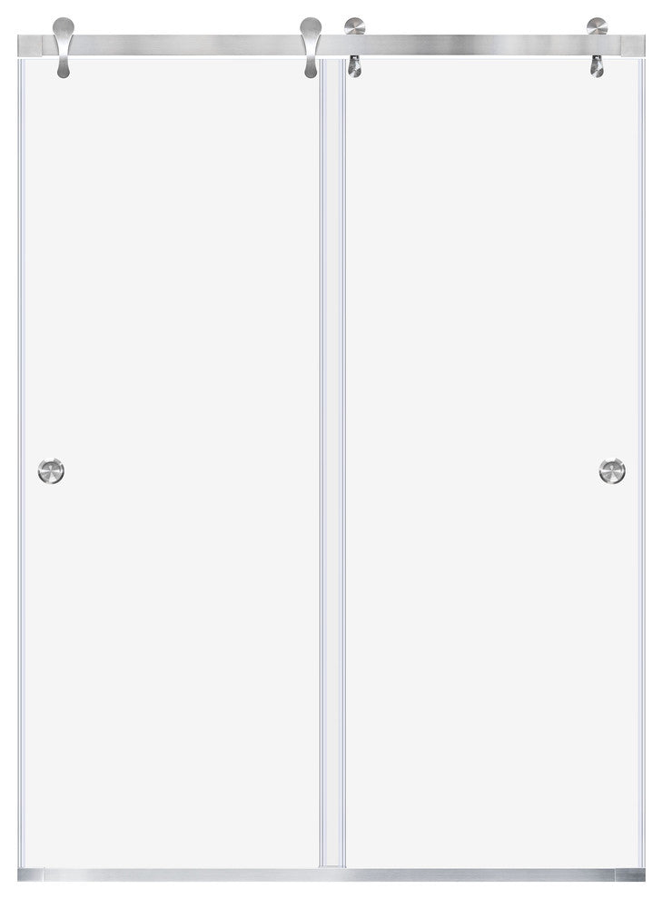 Bypass Sliding Modern Shower Doors, Brushed Nickel, 60"w"x76"h