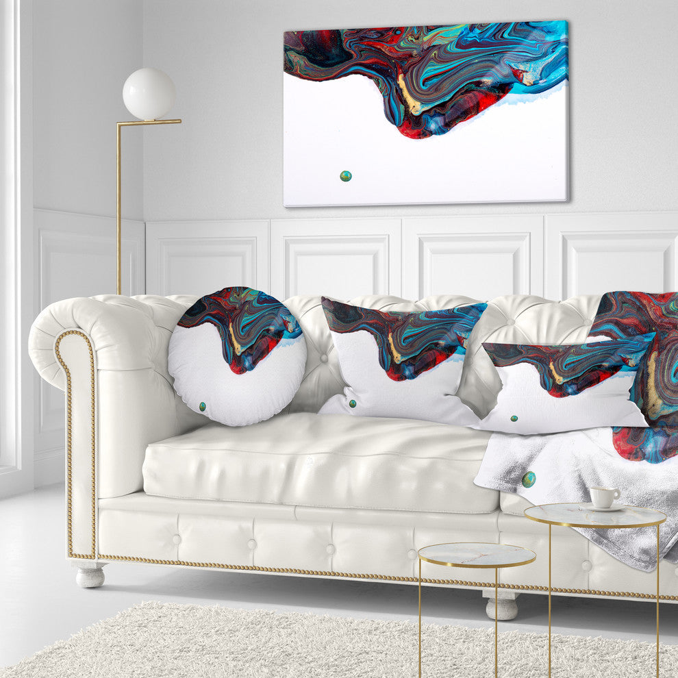 Multi Color Abstract Acrylic Paint Mix Abstract Throw Pillow, 12"x20"