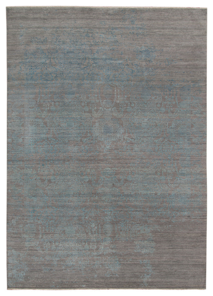 Pearl Area Rug, Silver Sand and Blue, 8' x 10', Persian