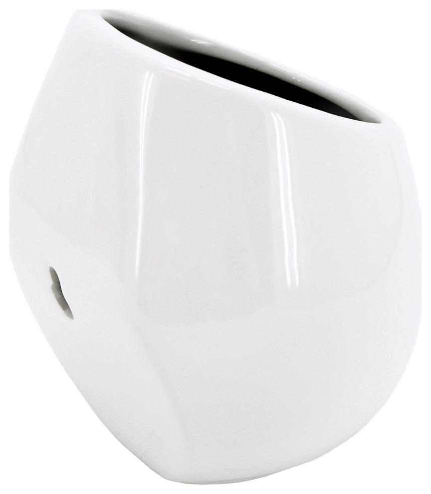 Small Round Wall Planters, Set of 3, Glossy White