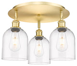 Ballston-Bella 3-Light 18" Flush Mount, Satin Gold, Clear