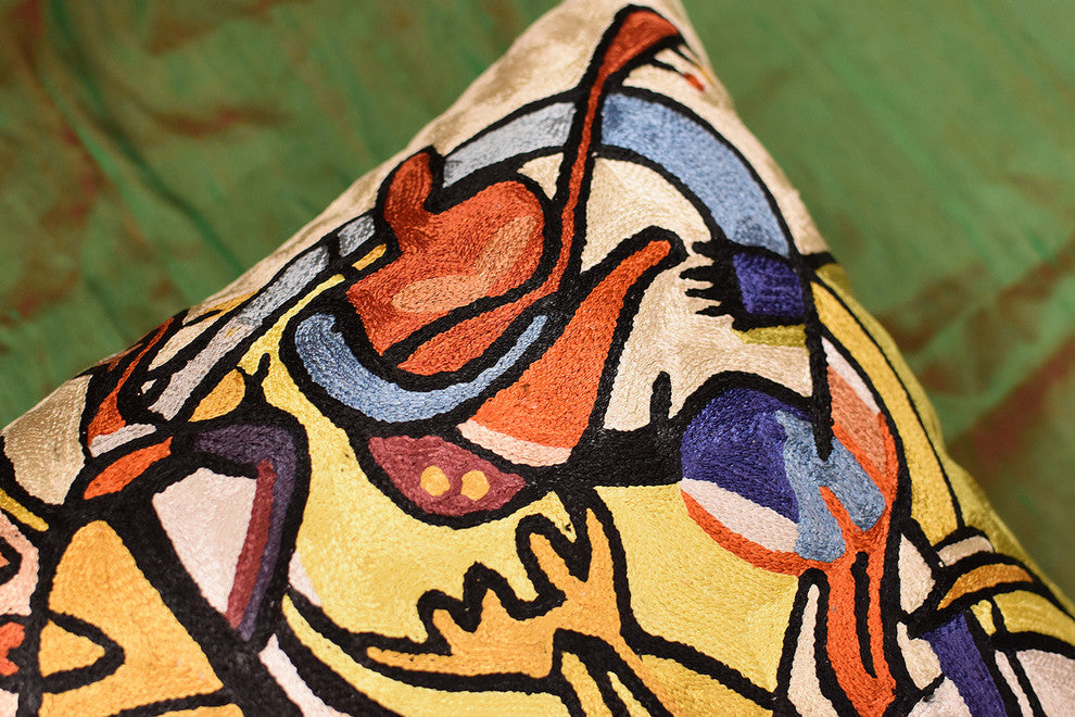 Wild Party I by Alfred Gockel Accent Pillow Cover Handmade Art Silk 18x18"