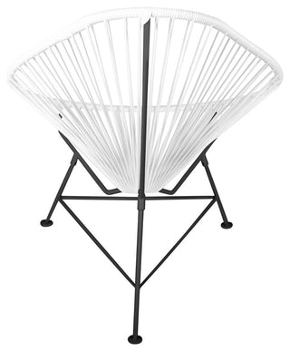 Acapulco Indoor/Outdoor Handmade Lounge Chair, White Weave, Black Frame