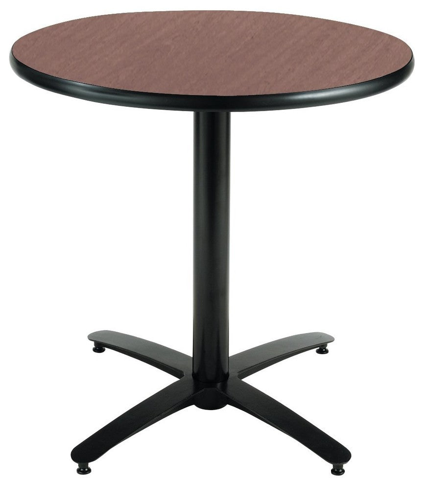 Durable Round Pedestal Table With ArchedxBase, Commercial Grade, 42", Dark
