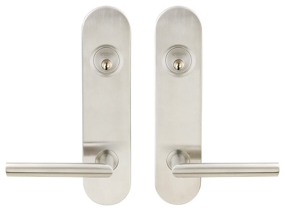 Frankfurt Lever, Tubular Entry, Double Cylinder, Satin Stainless Steel