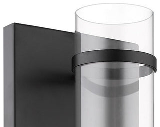Cylinder Shaped with Tall Backplate Matte Black and Aged Brass Wall Sconce