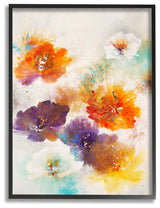 Flower Marks Abstract Painting, 11"x14", Black Frame