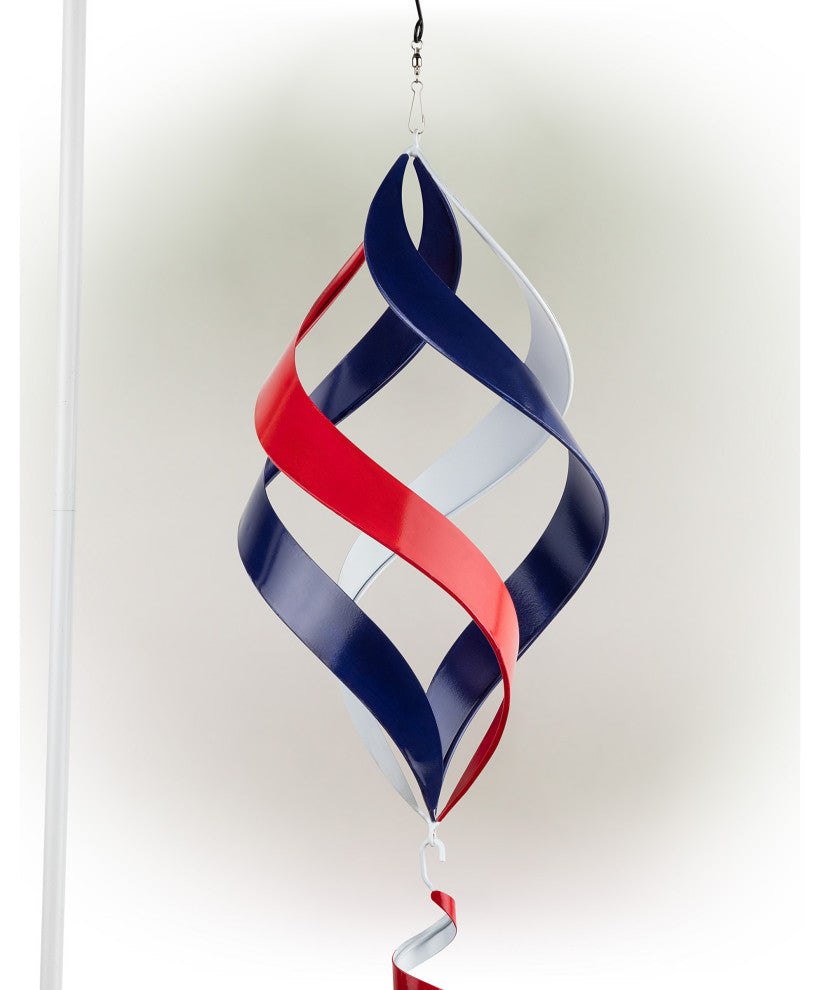 Garden Swirl With Shepherd Hook, Red and Blue, 38"