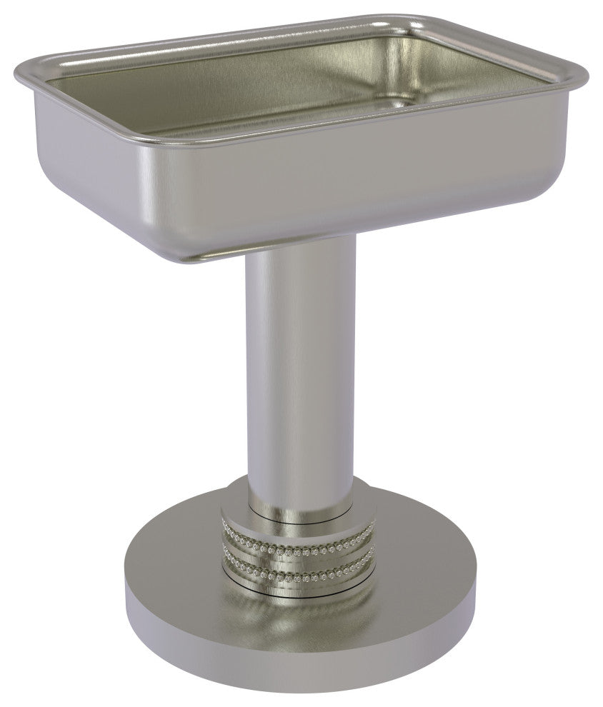 Vanity Top Soap Dish with Dotted Accents, Satin Nickel