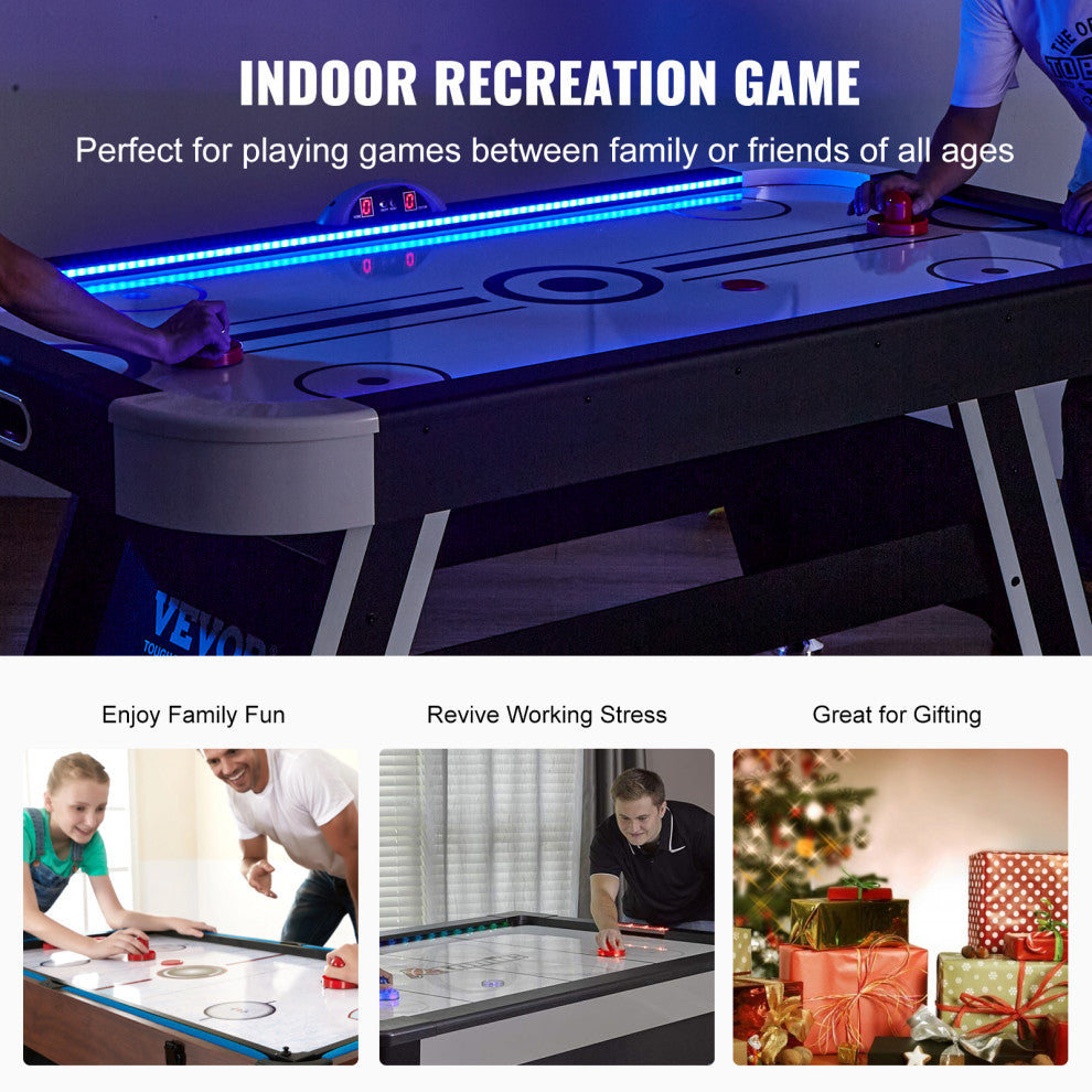 VEVOR 72" Air-Powered Hockey Table Sport Hockey Game Pushers Pucks LED Scoring