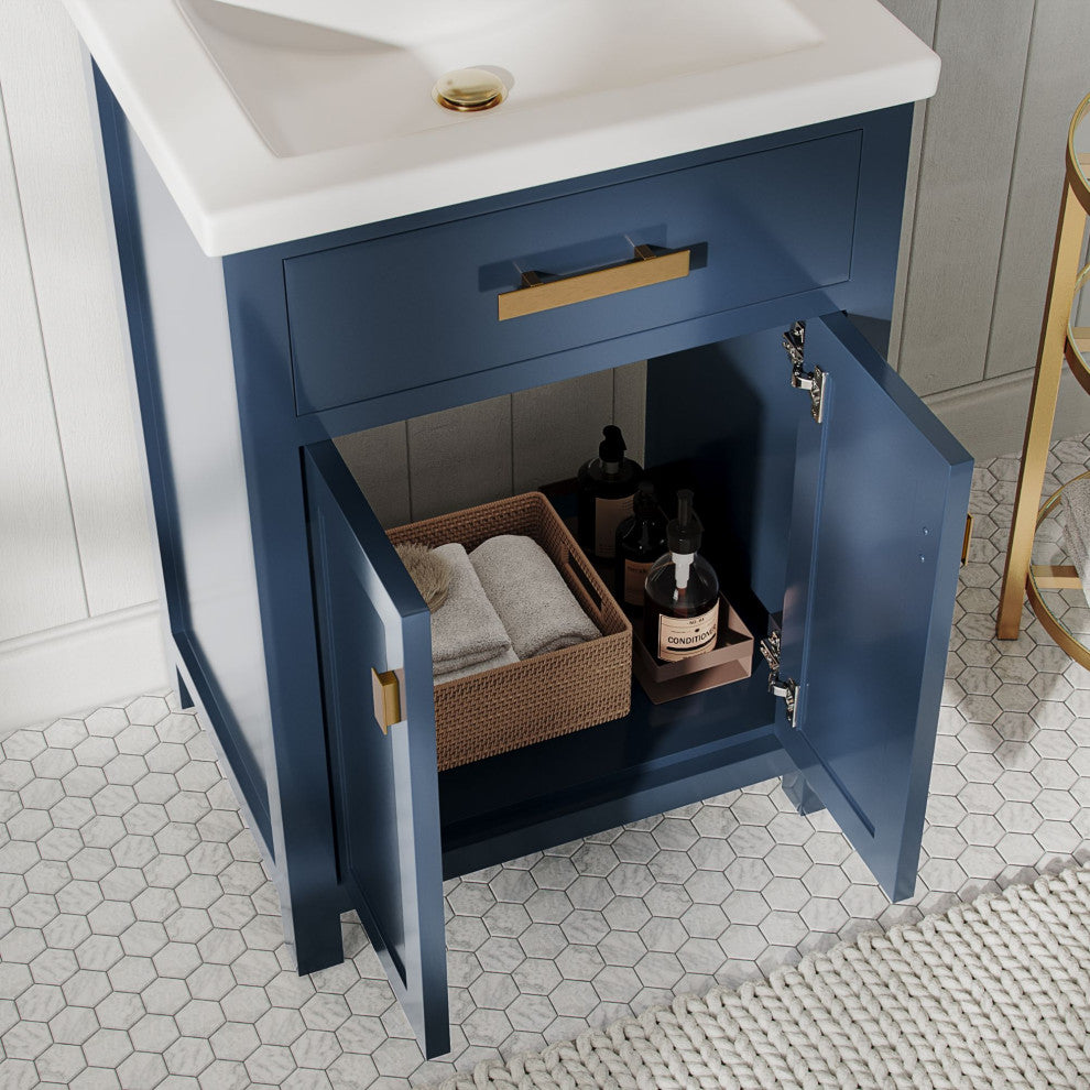 The Savoy Bathroom Vanity, Monarch Blue, 24", Single, Without Mirror, Freestanding