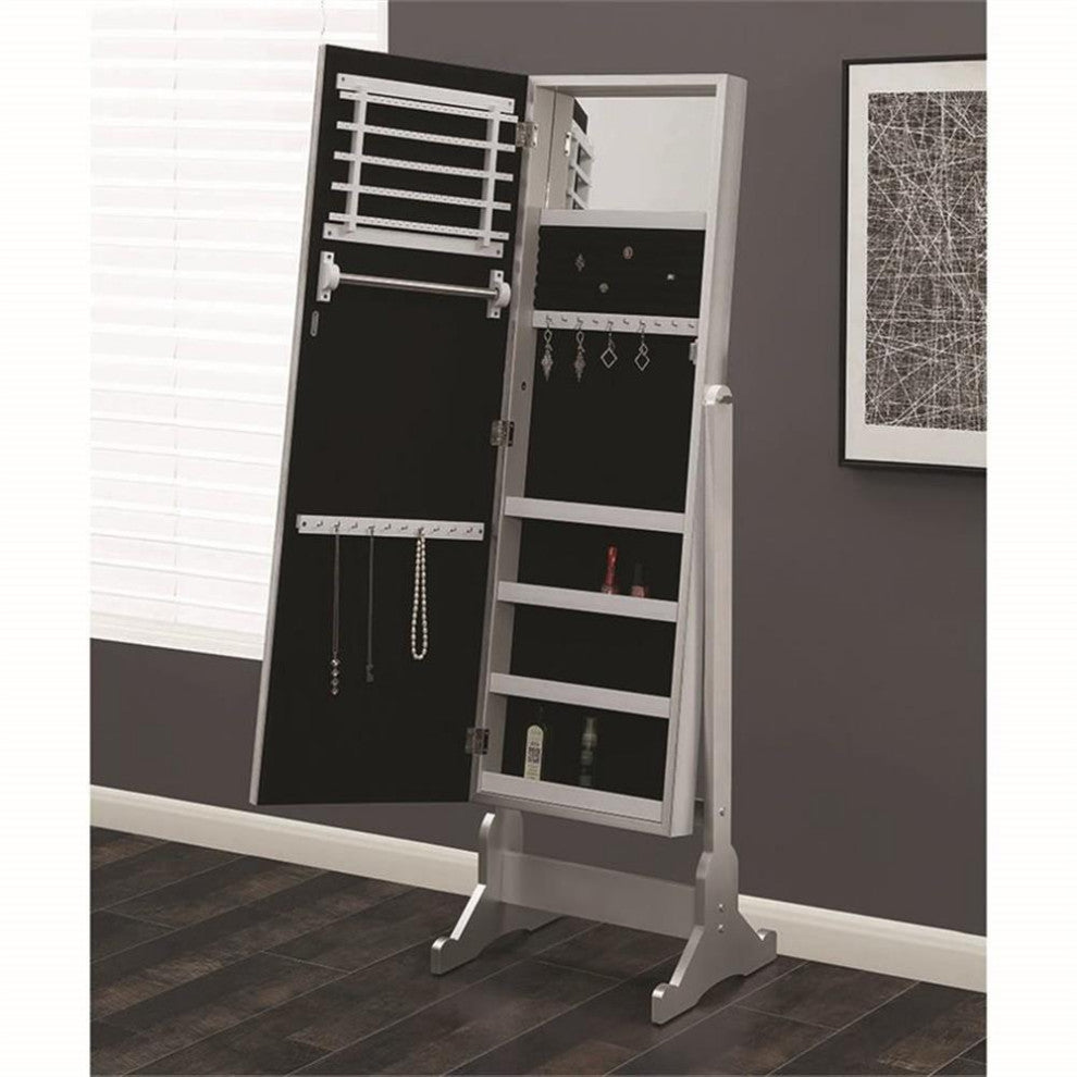 Stonecroft Willow Jewelry Armoire Cheval Mirror in Silver