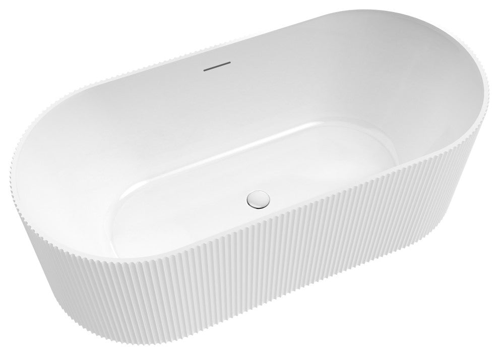 Linyi Freestanding Acrylic Soaking Bathtub, White, 59.1"l X 31.5"w