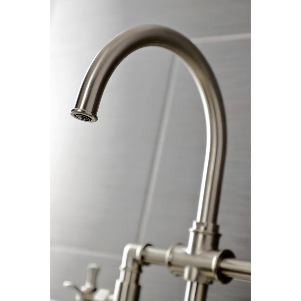 KS2338NX Bridge Kitchen Faucet With Brass Sprayer, Brushed Nickel
