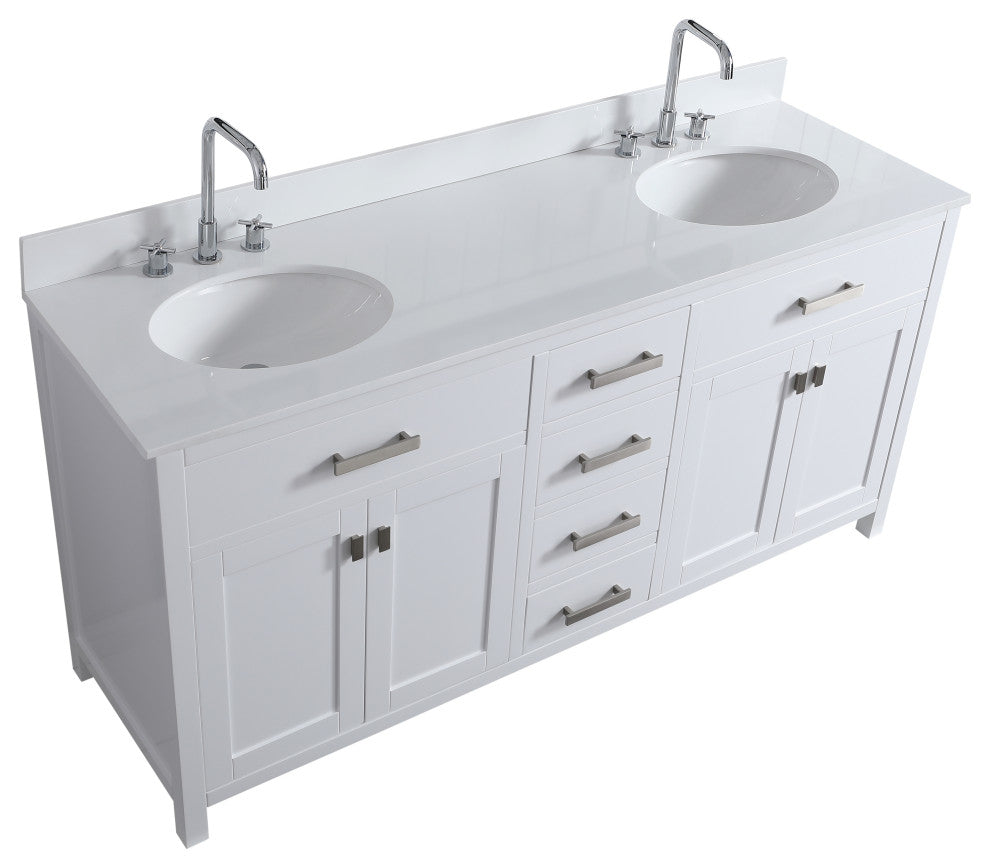 London 71-in White Bathroom Vanity Base Cabinet Without Top