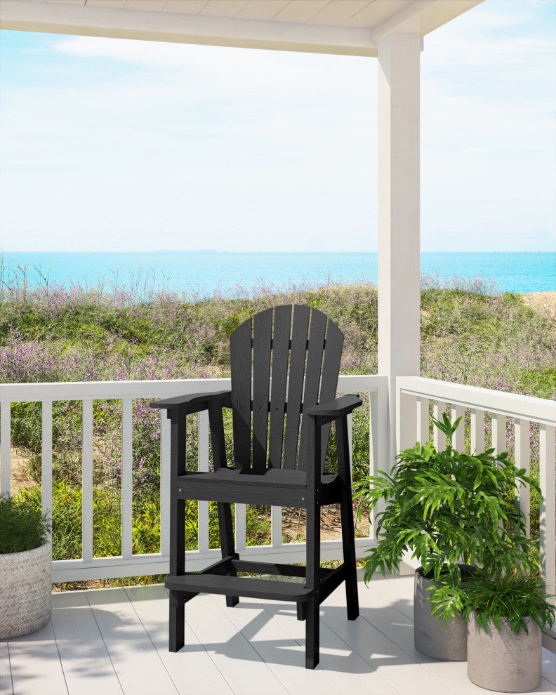 Rustic Adirondack Chairs Outdoor BarStools with Hight Back Design, Black