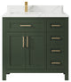 Cambridge 36 Left Offset Bath Vanity in Pewter Green 1.5" Calacatta Laza