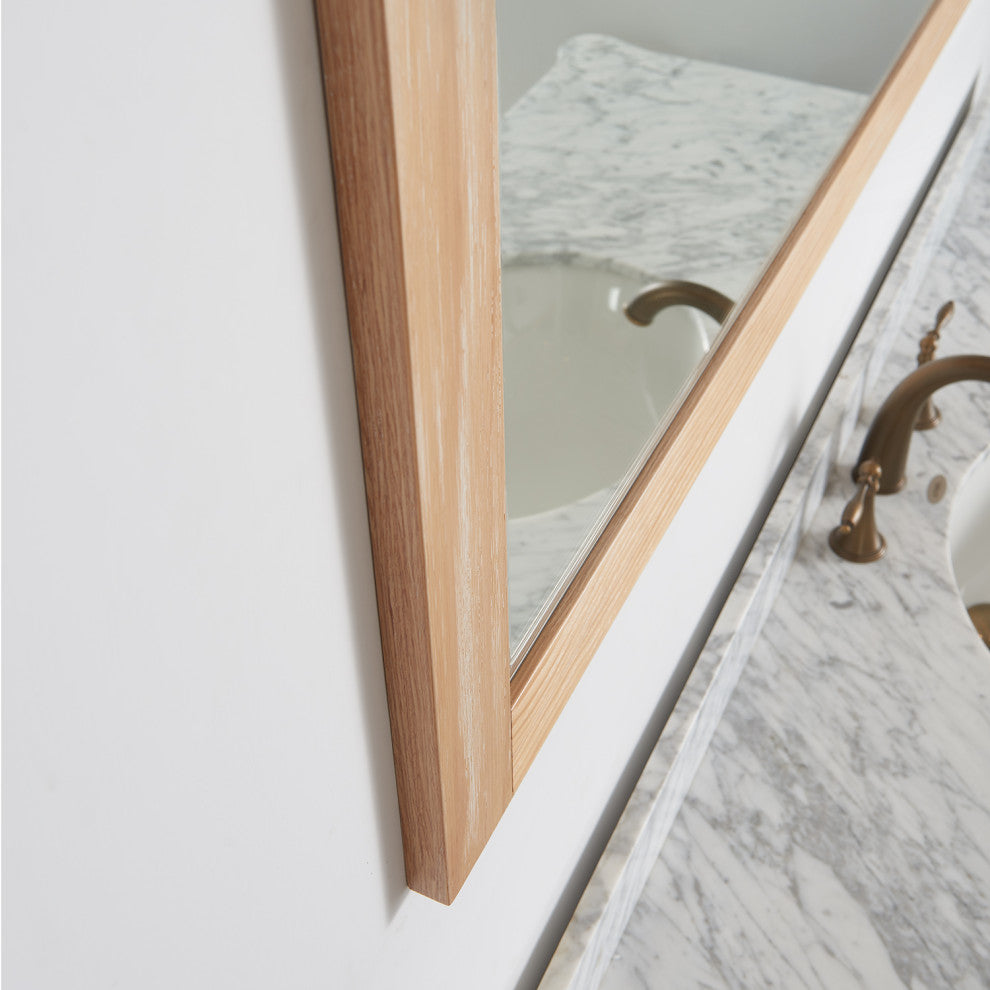 Cortes Rectangular Wall Mount Mirror, Weathered Pine, 60"