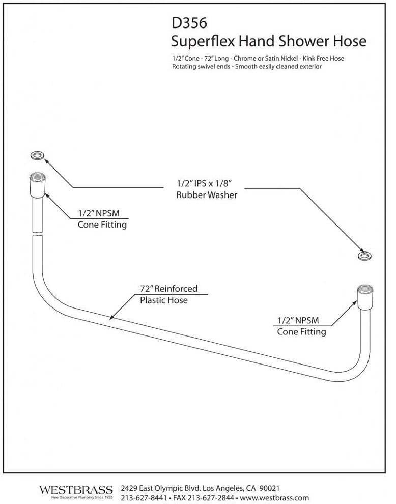 72" Super Flex Hose For Hand Shower In Polished Chrome