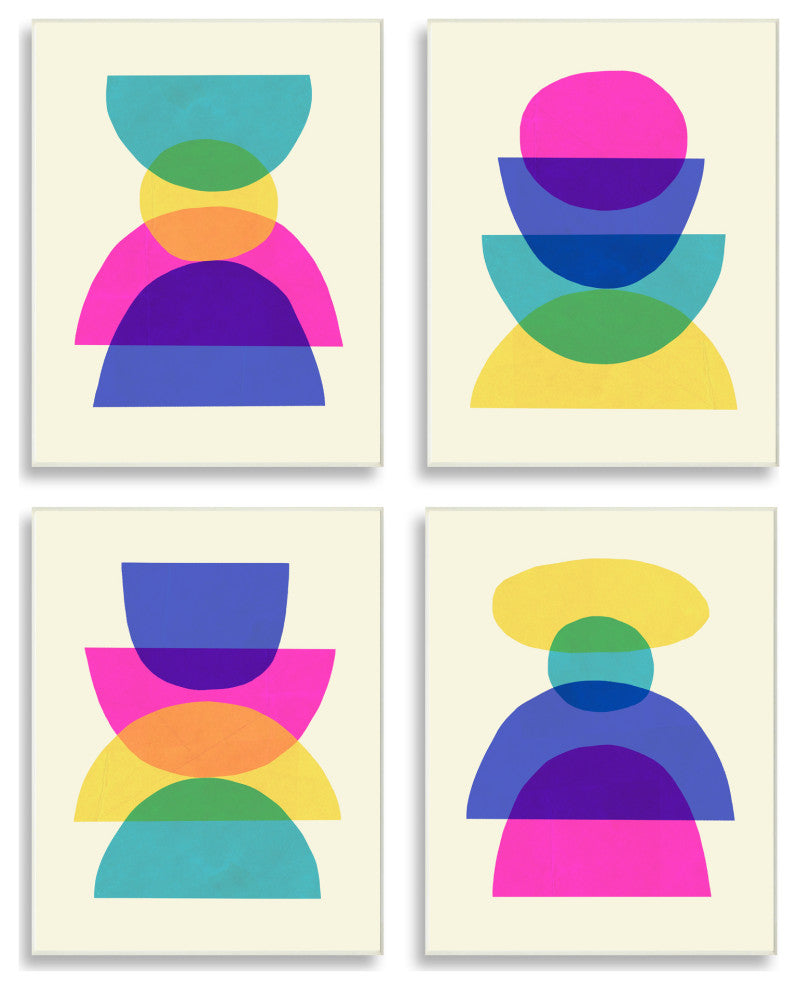 Intergalactic Rainbow Abstract Transparent Geometric Shapes , 4pc, each 13 x 19