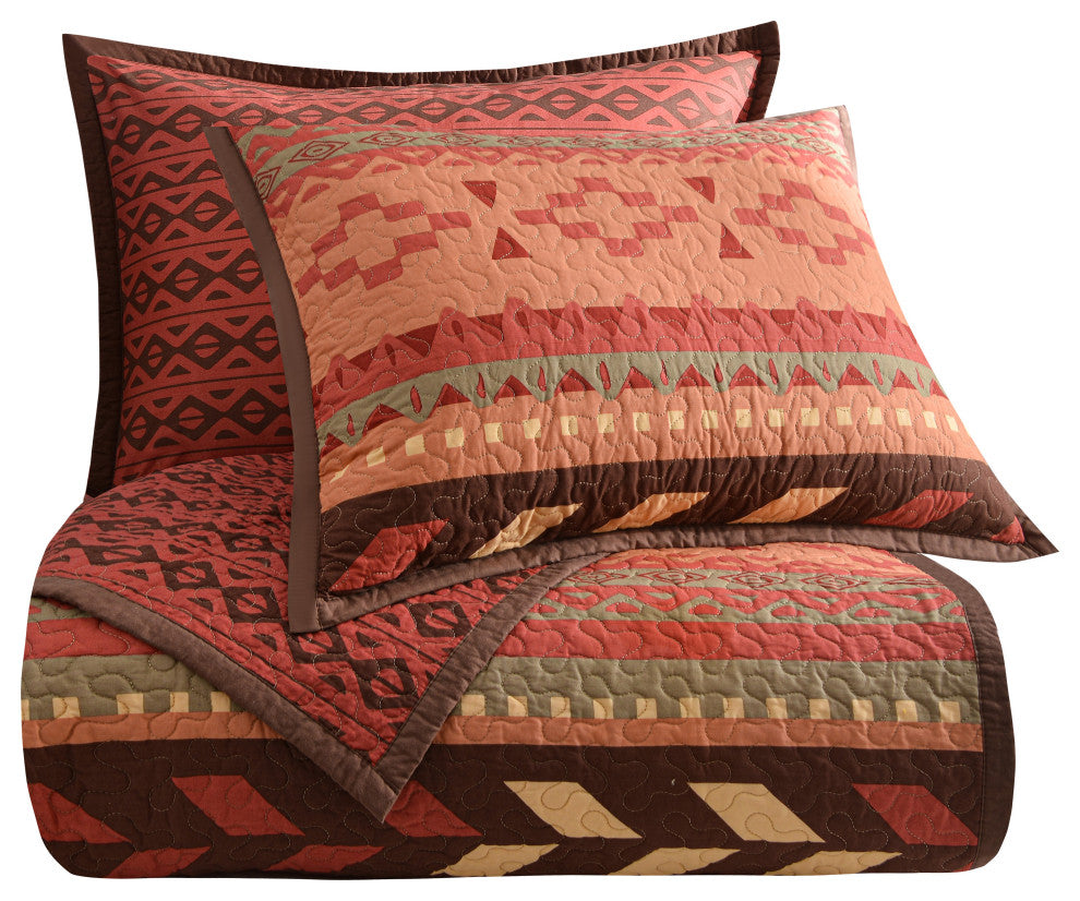 Broken Arrow Reversible Quilt Set, 3 Piece, Twin