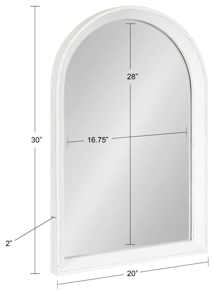 Hartman Wood Framed Arch Wall Mirror, White 20x30