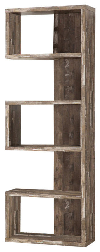 Benzara BM159408 Distressed Wooden Open Bookcase, Brown