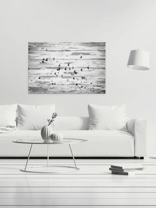 "Birds in Flight" Print on White Wood, 45"x30"