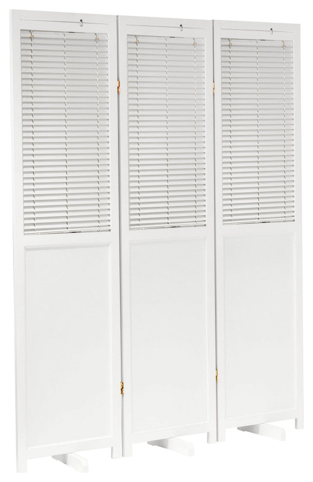 6' Tall Adjustable Shutter Room, White, 3 Panel