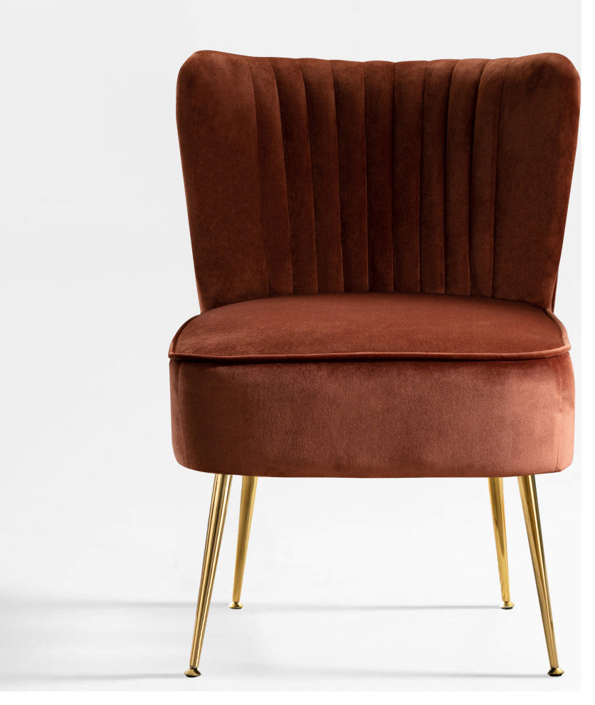 WestinTrends 22" Tufted Velvet Accent Chair for Dining, Living Room, Bedroom, Brown