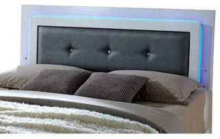 Elegant Bedroom Set, Nightstand & Full Bed With LED Lighted Headboard