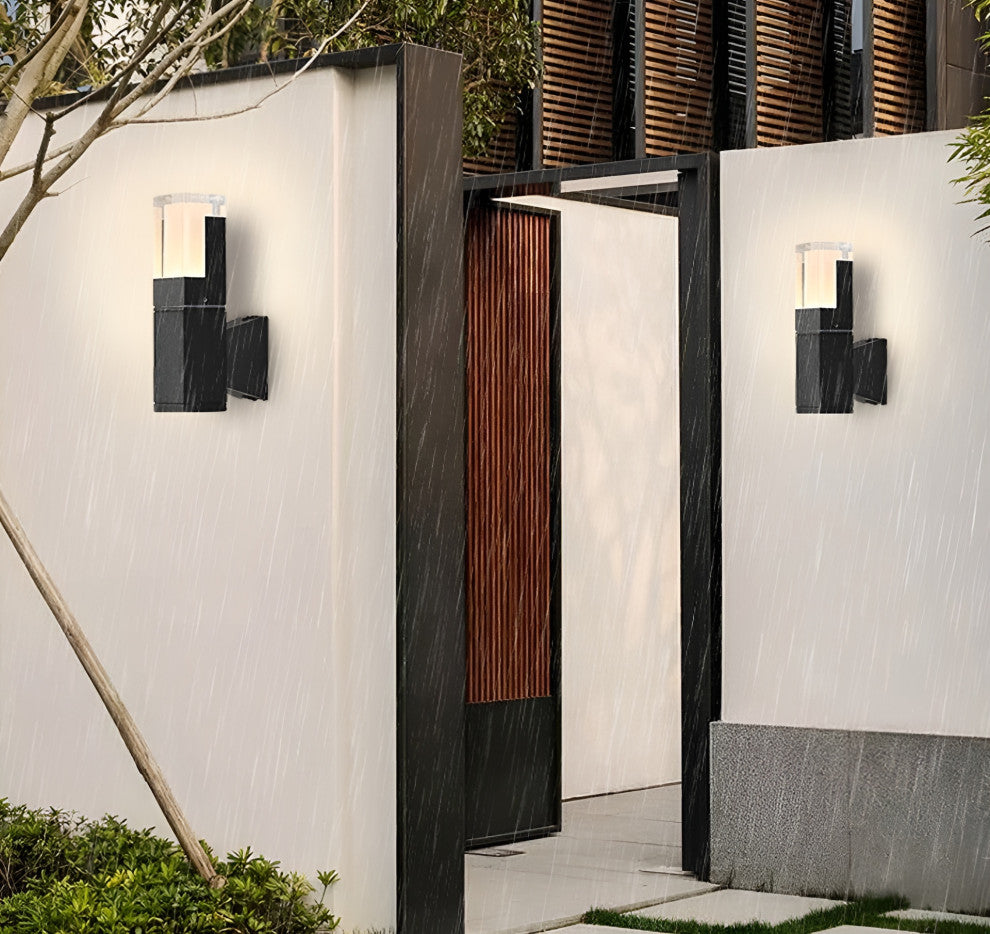 Modern Black Outdoor Waterproof LED Wall Mounted Lamp For Villa, Porch, A