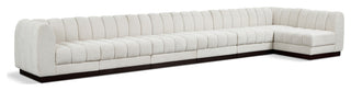 Quinn Chenille Upholstered 7-Piece L-Shaped Modular Sectional, Cream