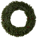 5' Flocked Faux Xmas Wreath W/Pinecones, Clear LED Lights & Bendable Branches