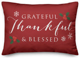 Red Green Grateful Thankful Blessed 20x14 Spun Poly Pillow