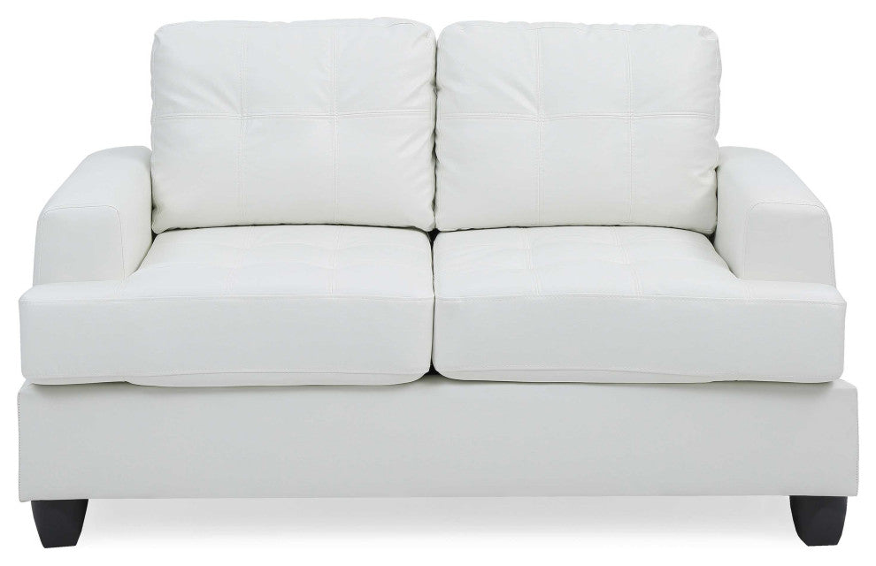 Sandridge 58 in. W Flared Arm Faux Leather Straight Sofa, White