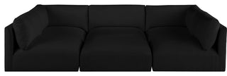 Ease Polyester Upholstered U-Shaped Modular Sectional, Black, 5 Piece: 2 Corner, 3 Armless, 1 Ottoman