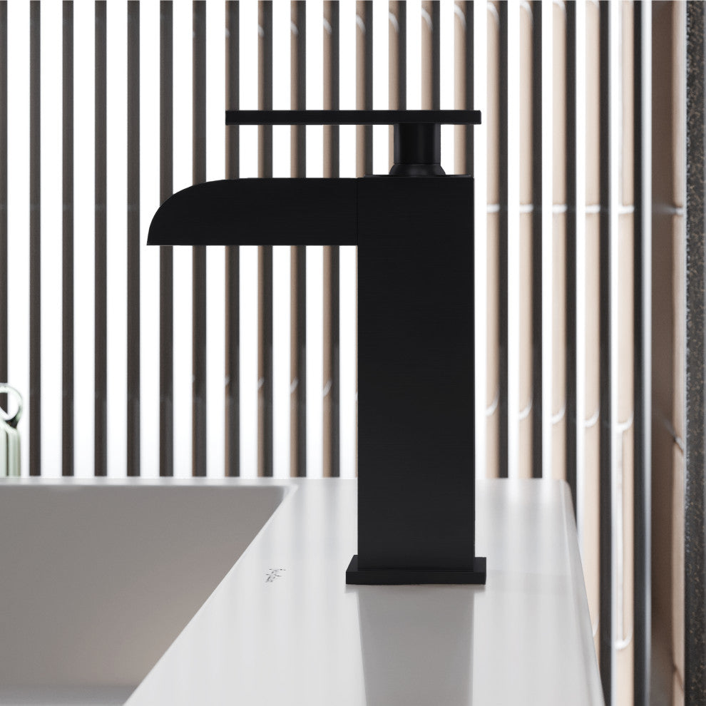 Concorde Single Hole, Waterfall Bathroom Faucet, Matte Black