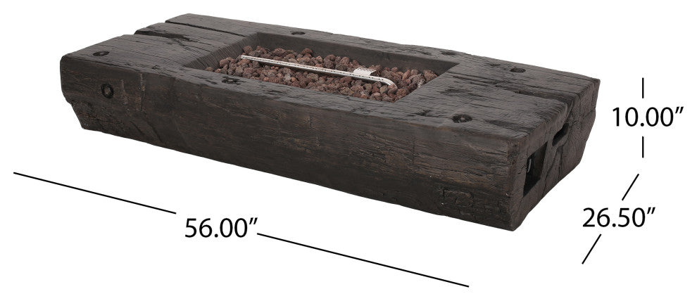 Carolina Outdoor 40,000 BTU Wood Finish Fire Pit, No Tank Holder