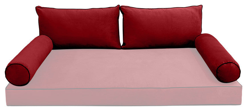STYLE V2 Full Velvet ContrastPipe Indoor Daybed Bolster Pillow |COVER ONLY|AD369