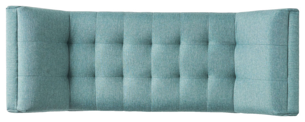 GDF Studio Rouvo Blue Fabric Ottoman Bench