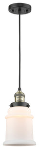 Canton 1-Light Mini Pendant, Black Antique Brass, Matte White