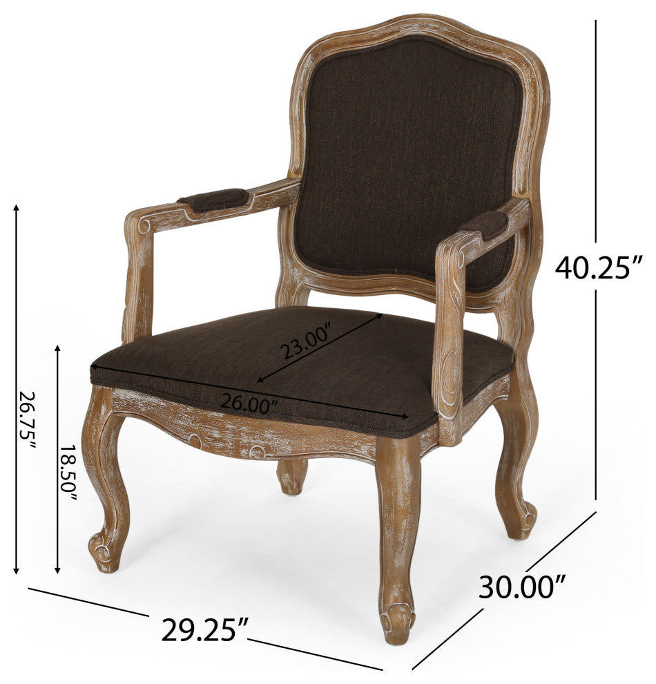 Absaroka French Country Fabric Upholstered Wood 5-Piece Dining Set, Natural/Brown