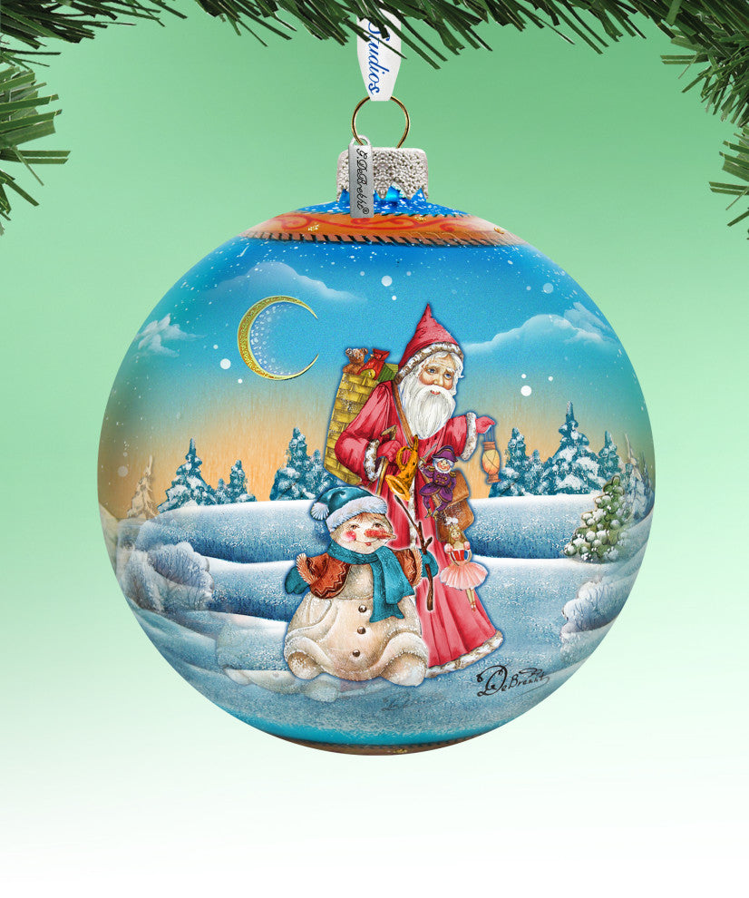 Hand Painted Scenic Glass Ornament Winter Village Christmas Ball