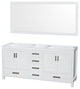 Wyndham WCS141472DWHCXSXXM70 White 72 Inch Double Bath Vanity with Mirror