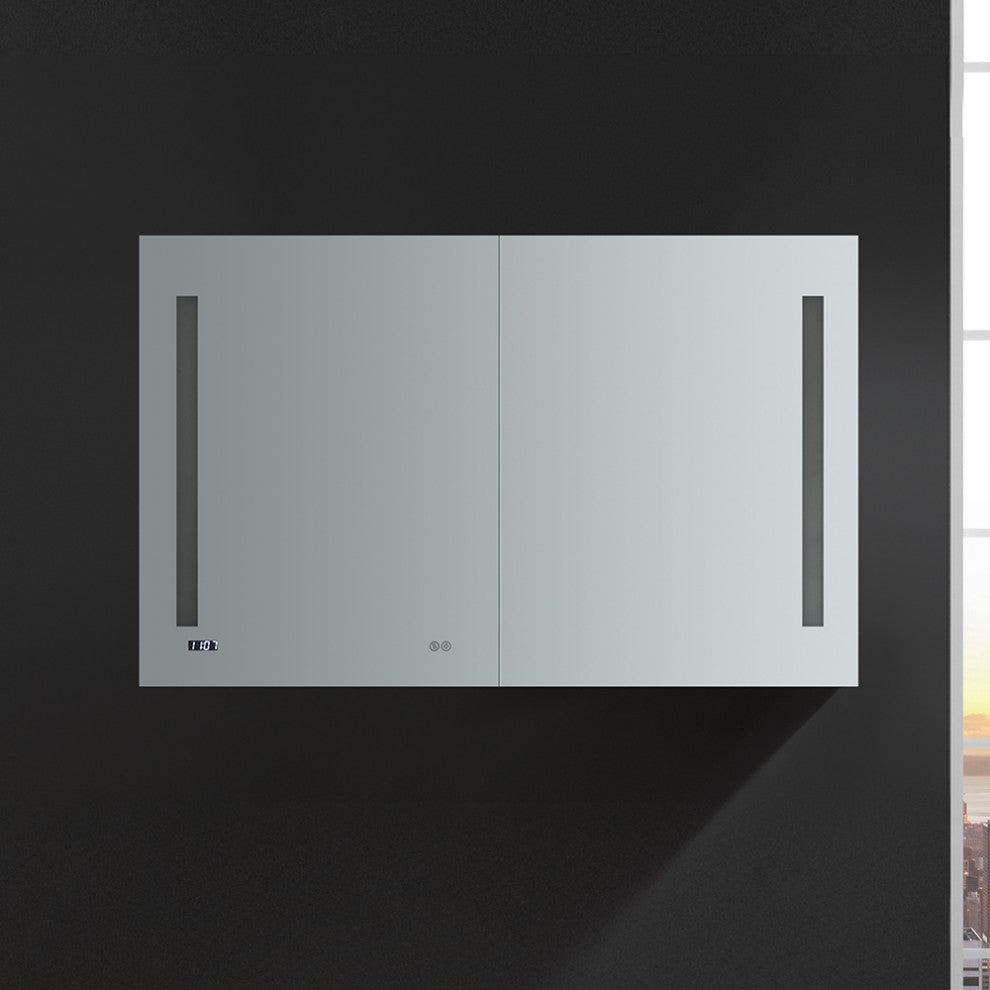 Tiempo Bathroom Medicine Cabinet With LED Lighting and Defogger, 48"x30"
