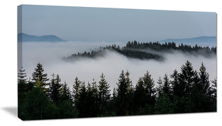 "Dark Trees and Fog Over Mountains" Canvas Print