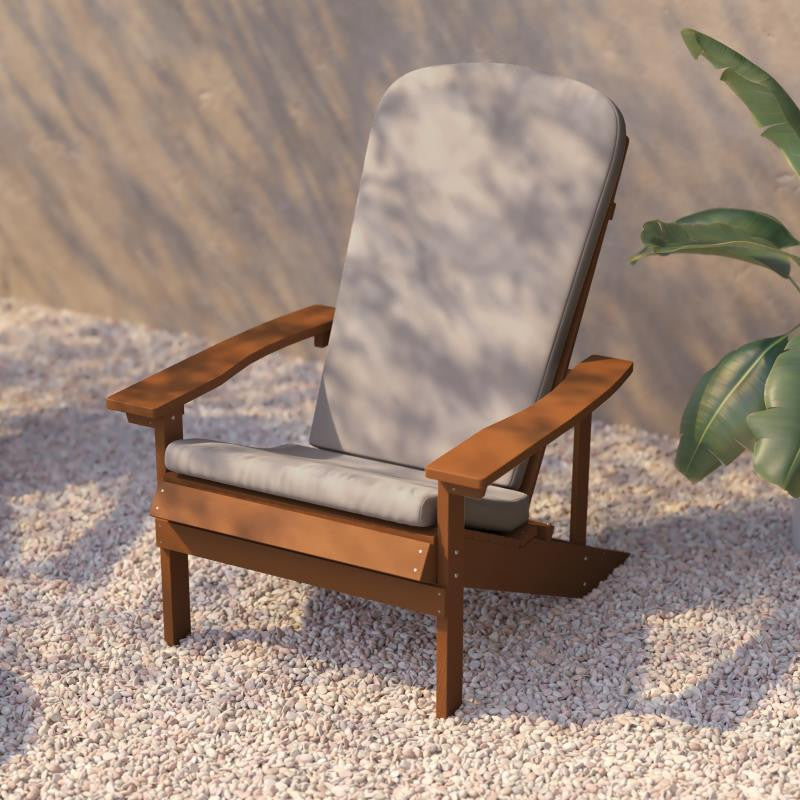 Charlestown Set of 2 Adirondack Chairs with Cushions, Teak/Cream