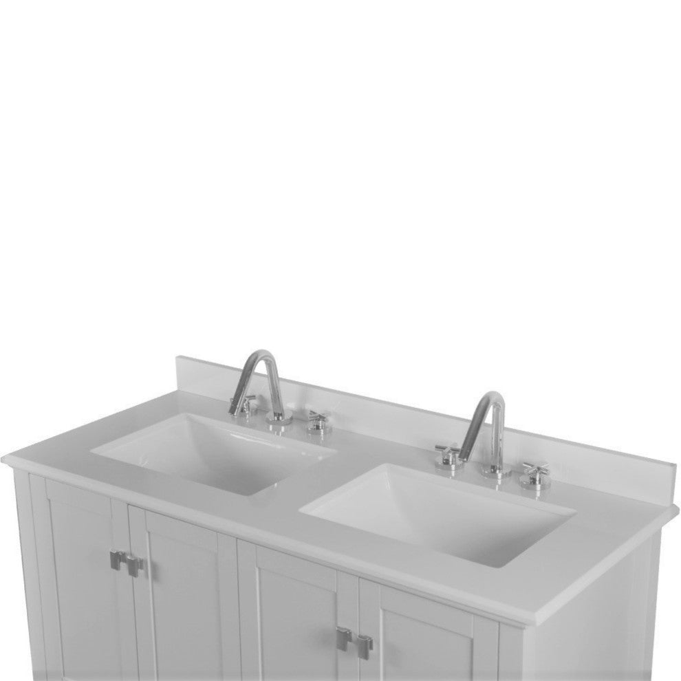 49" Double Vanity, Light Gray With Engineered Stone Top