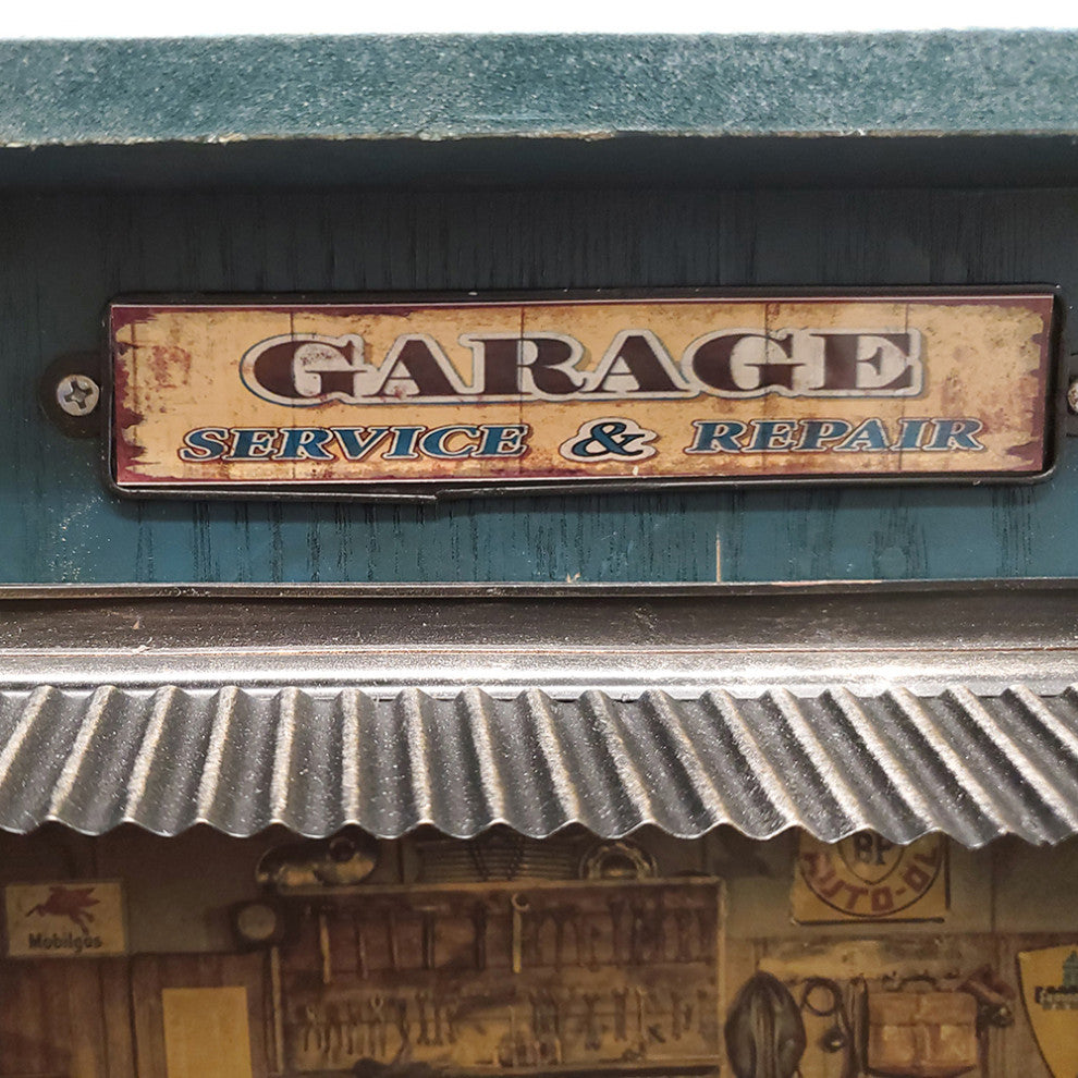 Vintage Harley Motorcycle Shadow Box on Wood Frame